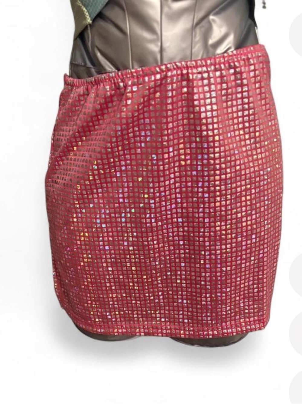 SHEIN Pink Sequin Grid Mini Skirt